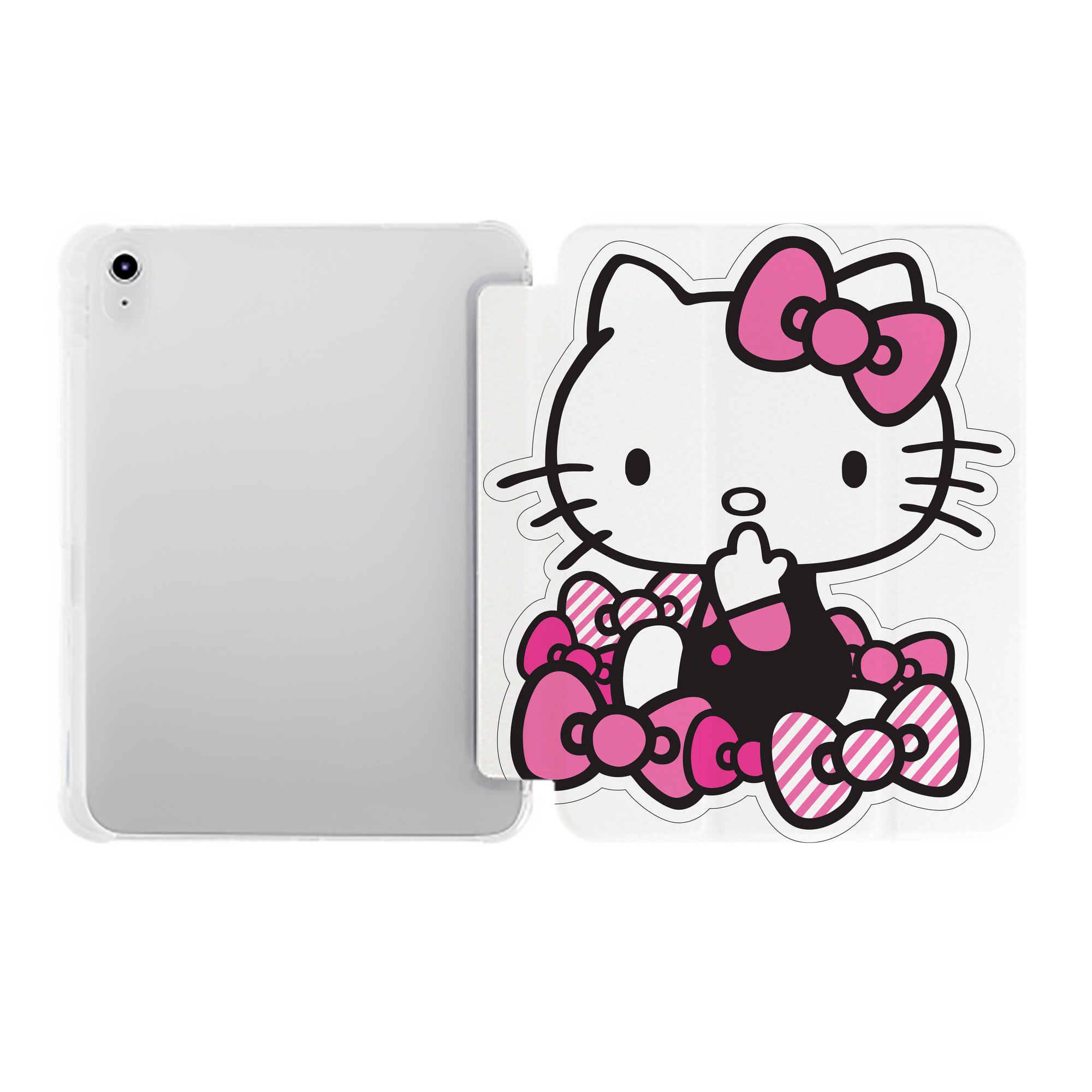 （画像用） Hello Kitty ハローキティ IPad ケース ペン収納付き 三つ折りスタンド PUレザー×シリコン 対応機種9.5/10.5/10.9インチ